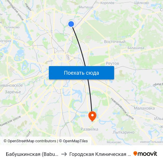 Бабушкинская (Babushkinskaya) to Городская Клиническая больница 83 map