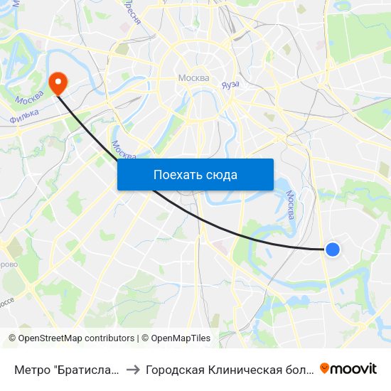 Метро "Братиславская" to Городская Клиническая больница 51 map