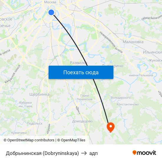 Добрынинская (Dobryninskaya) to адп map