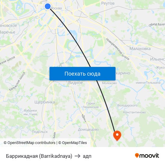 Баррикадная (Barrikadnaya) to адп map