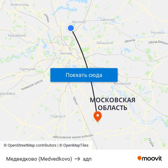 Медведково (Medvedkovo) to адп map