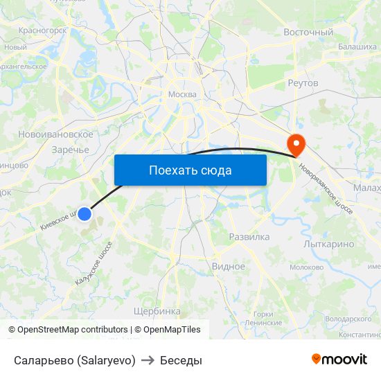 Саларьево (Salaryevo) to Беседы map