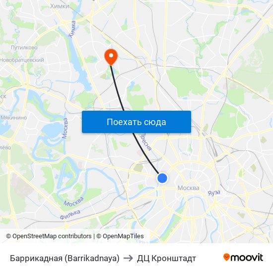 Баррикадная (Barrikadnaya) to ДЦ Кронштадт map