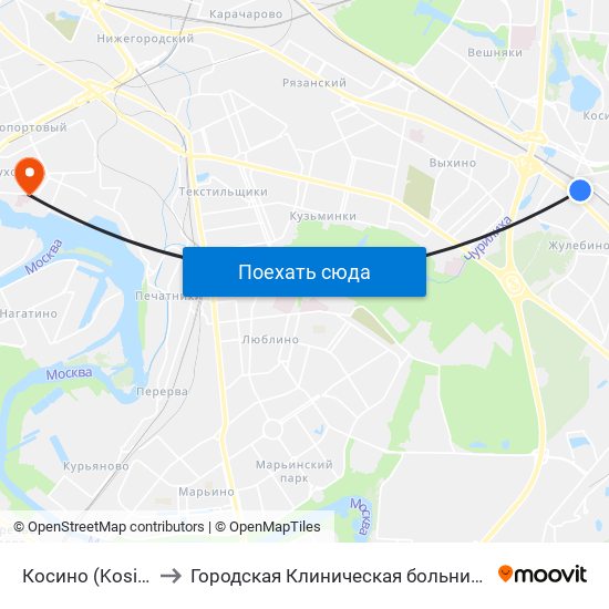 Косино (Kosino) to Городская Клиническая больница 53 map