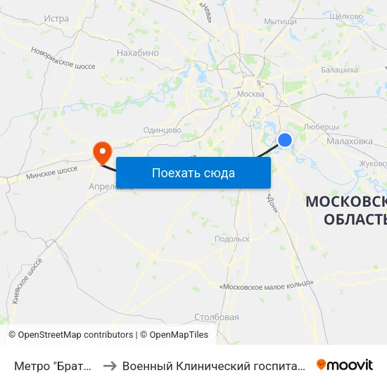 Метро "Братиславская" to Военный Клинический госпиталь им. Вишневского 3 map