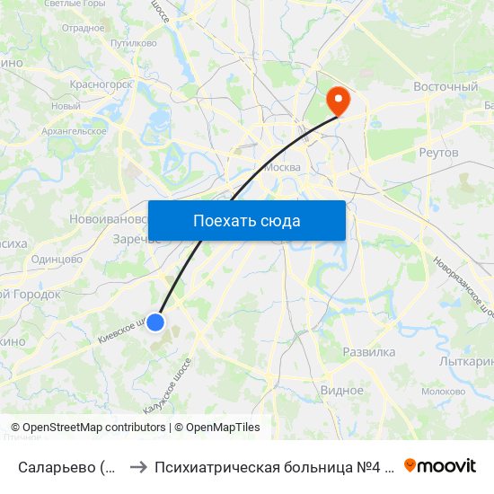 Саларьево (Salaryevo) to Психиатрическая больница №4 имени Ганнушкина map