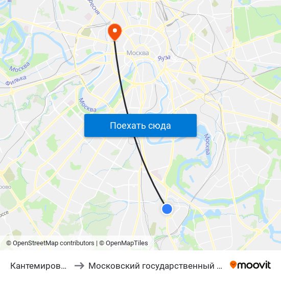 Кантемировская (Kantemirovskaya) to Московский государственный юридический университет имени О. Е. Кутафина map