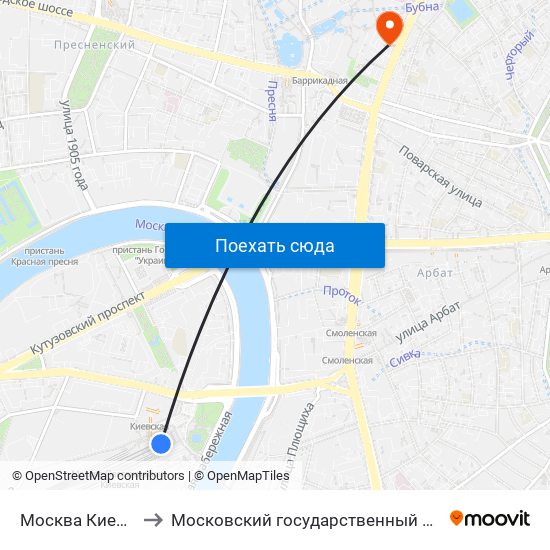 Москва Киевская (Kievsky Station) to Московский государственный юридический университет имени О. Е. Кутафина map