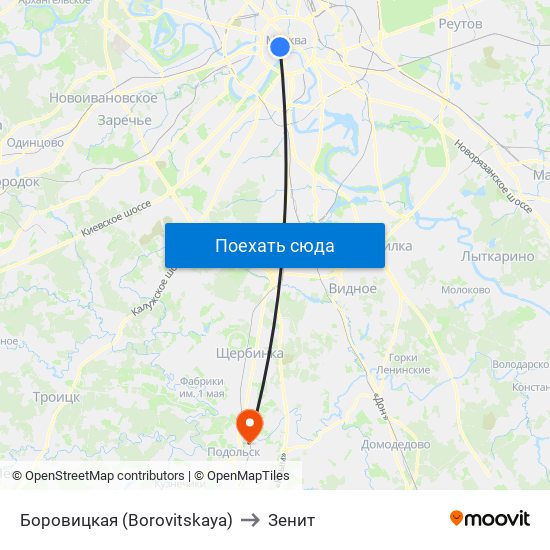 Боровицкая (Borovitskaya) to Зенит map