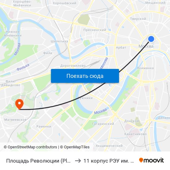 Площадь Революции (Ploschad Revolyutsii) to 11 корпус РЭУ им. Г. В. Плеханова map