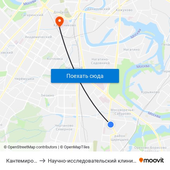 Кантемировская (Kantemirovskaya) to Научно-исследовательский клинический институт оториноларингологии имени Л.И. Свержевского map
