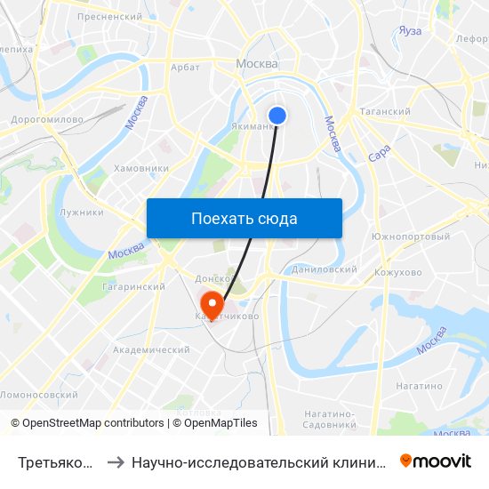 Третьяковская (Tretyakovskaya) to Научно-исследовательский клинический институт оториноларингологии имени Л.И. Свержевского map