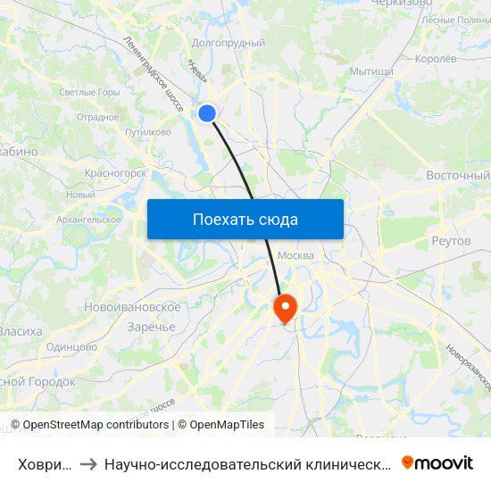 Ховрино (Khovrino) to Научно-исследовательский клинический институт оториноларингологии имени Л.И. Свержевского map