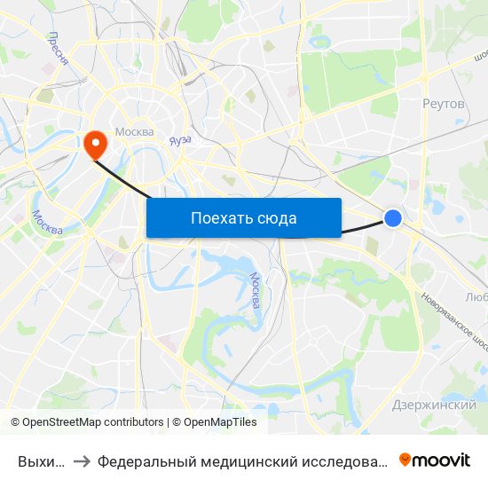 Выхино (Vykhino) to Федеральный медицинский исследовательский центр психиатрии и наркологии имени В. П. Сербского map