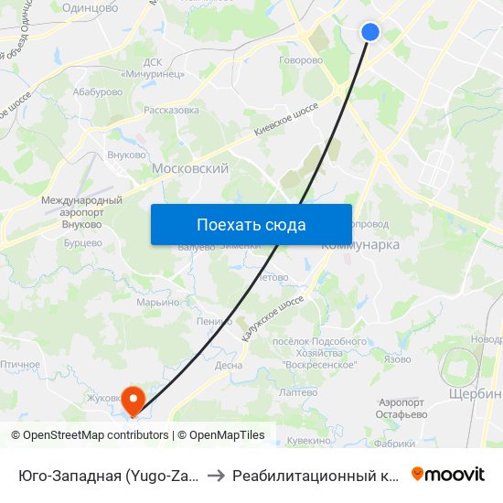 Юго-Западная (Yugo-Zapadnaya) to Реабилитационный комплекс map