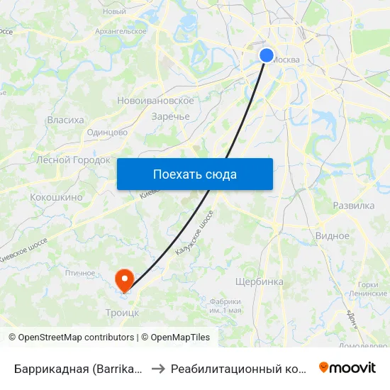 Баррикадная (Barrikadnaya) to Реабилитационный комплекс map