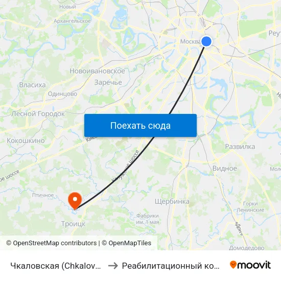 Чкаловская (Chkalovskaya) to Реабилитационный комплекс map