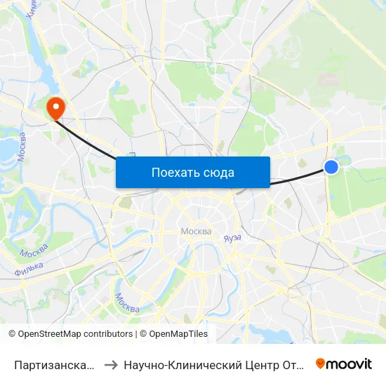 Партизанская (Partizanskaya) to Научно-Клинический Центр Оториноларингологии Фмба России map