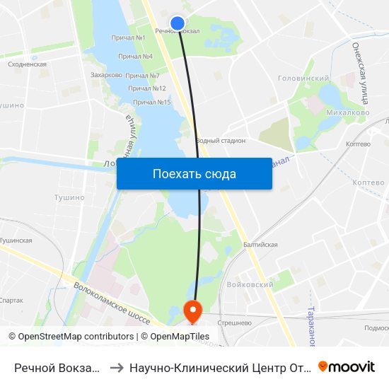 Речной Вокзал (Rechnoy Vokzal) to Научно-Клинический Центр Оториноларингологии Фмба России map