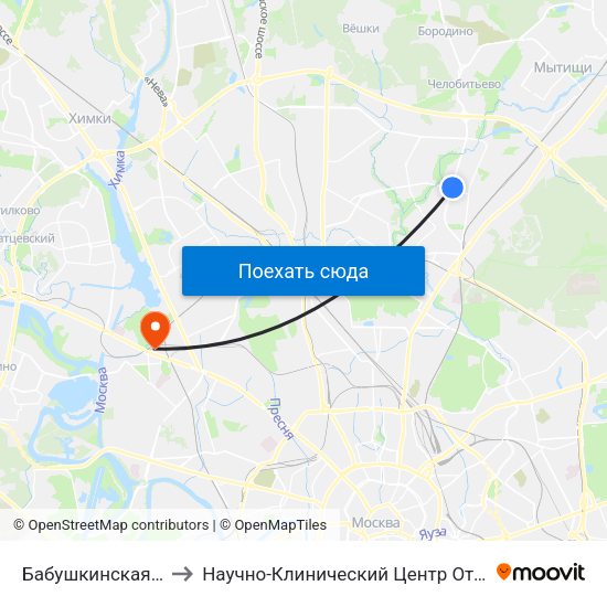 Бабушкинская (Babushkinskaya) to Научно-Клинический Центр Оториноларингологии Фмба России map