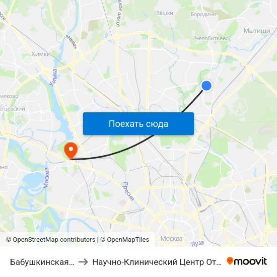 Бабушкинская (Babushkinskaya) to Научно-Клинический Центр Оториноларингологии Фмба России map