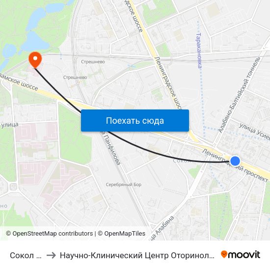Сокол (Sokol) to Научно-Клинический Центр Оториноларингологии Фмба России map