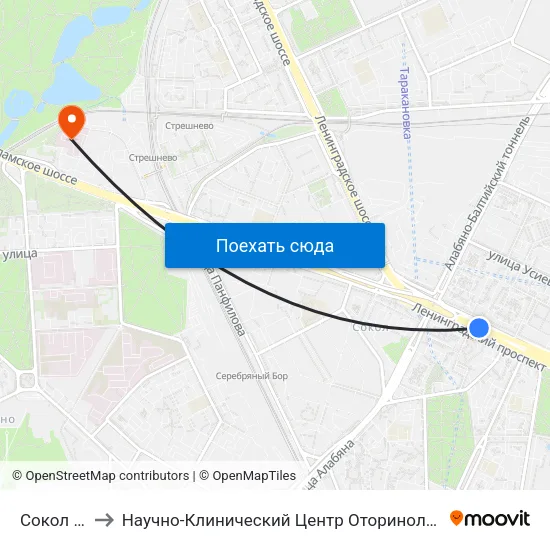 Сокол (Sokol) to Научно-Клинический Центр Оториноларингологии Фмба России map