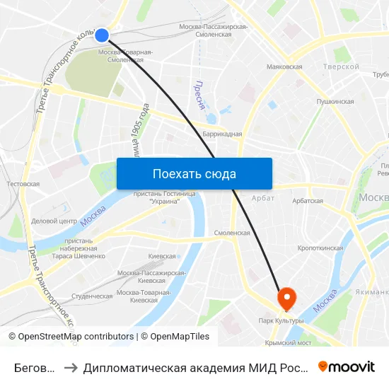 Беговая to Дипломатическая академия МИД России map