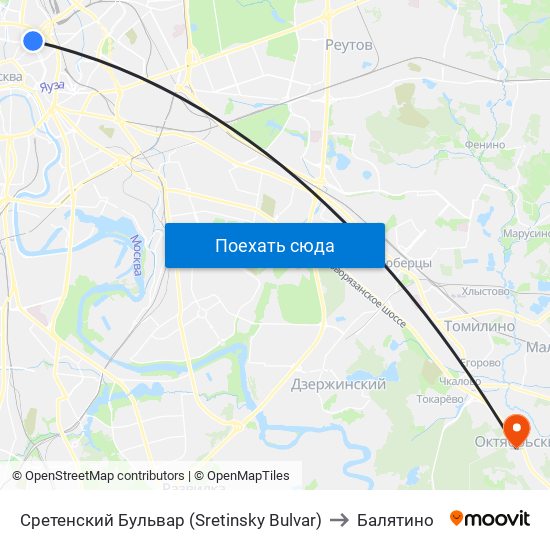 Сретенский Бульвар (Sretinsky Bulvar) to Балятино map