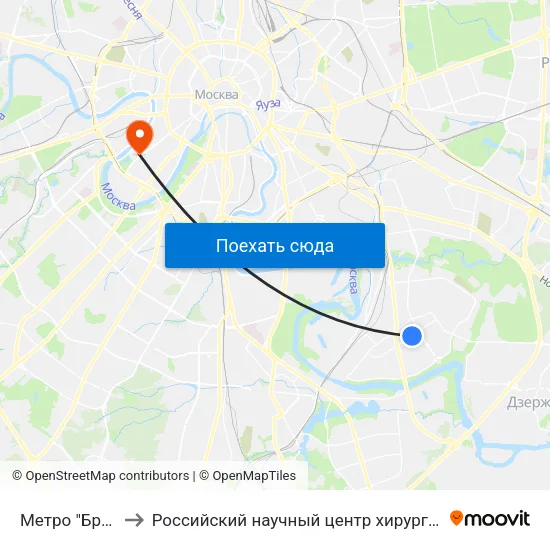 Метро "Братиславская" to Российский научный центр хирургии им. академика Б. В. Петровского map