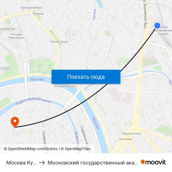 Москва Курская (Kursky Station) to Московский государственный академический художественный институт имени В. И. Сурикова map