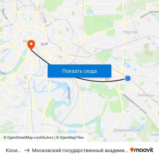 Косино (Kosino) to Московский государственный академический художественный институт имени В. И. Сурикова map