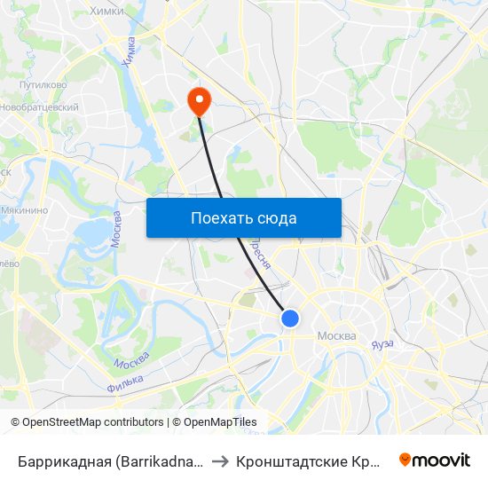Баррикадная (Barrikadnaya) to Кронштадтские Крюки map