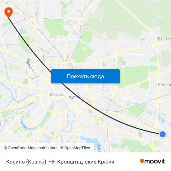 Косино (Kosino) to Кронштадтские Крюки map