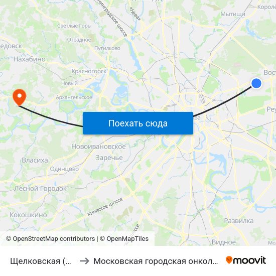 Щелковская (Schelkovskaya) to Московская городская онкологическая больница № 62 map