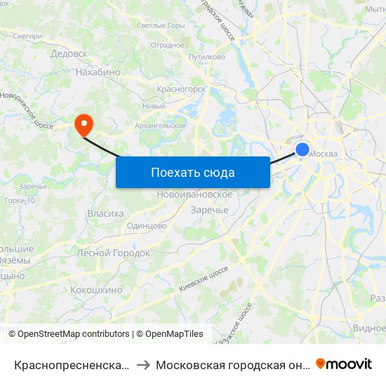 Краснопресненская (Krasnopresnenskaya) to Московская городская онкологическая больница № 62 map