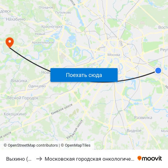 Выхино (Vykhino) to Московская городская онкологическая больница № 62 map