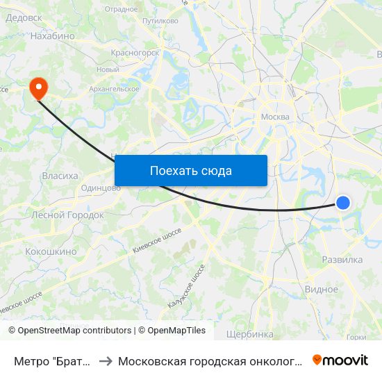 Метро "Братиславская" to Московская городская онкологическая больница № 62 map
