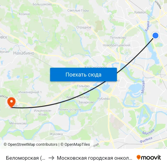 Беломорская (Belomorskaya) to Московская городская онкологическая больница № 62 map
