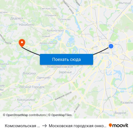 Комсомольская (Komsomolskaya) to Московская городская онкологическая больница № 62 map