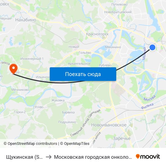 Щукинская (Schukinskaya) to Московская городская онкологическая больница № 62 map