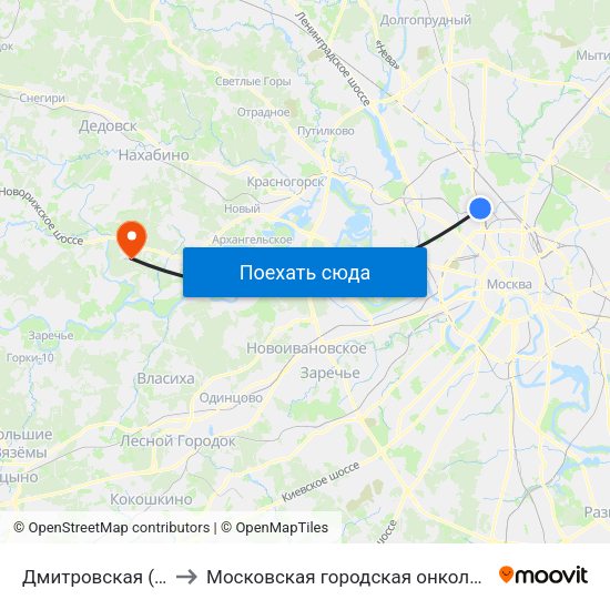 Дмитровская (Dmitrovskaya) to Московская городская онкологическая больница № 62 map