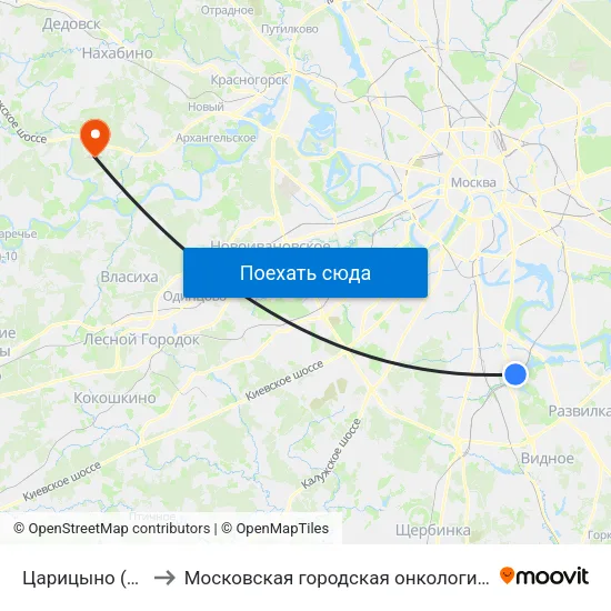 Царицыно (Tsaritsyno) to Московская городская онкологическая больница № 62 map