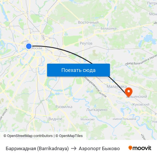 Баррикадная (Barrikadnaya) to Аэропорт Быково map