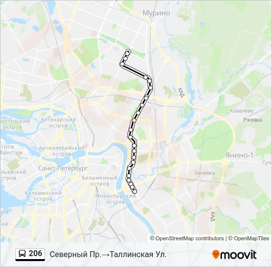 206 Bus Line Map