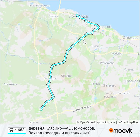 Автобус * 683: карта маршрута