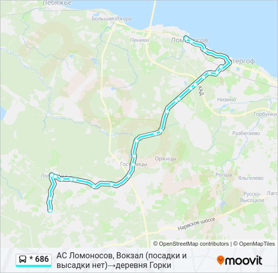 Автобус * 686: карта маршрута