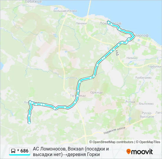 * 686 Bus Line Map