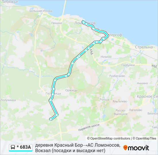 Автобус * 683А: карта маршрута