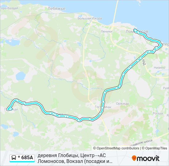 Автобус * 685А: карта маршрута